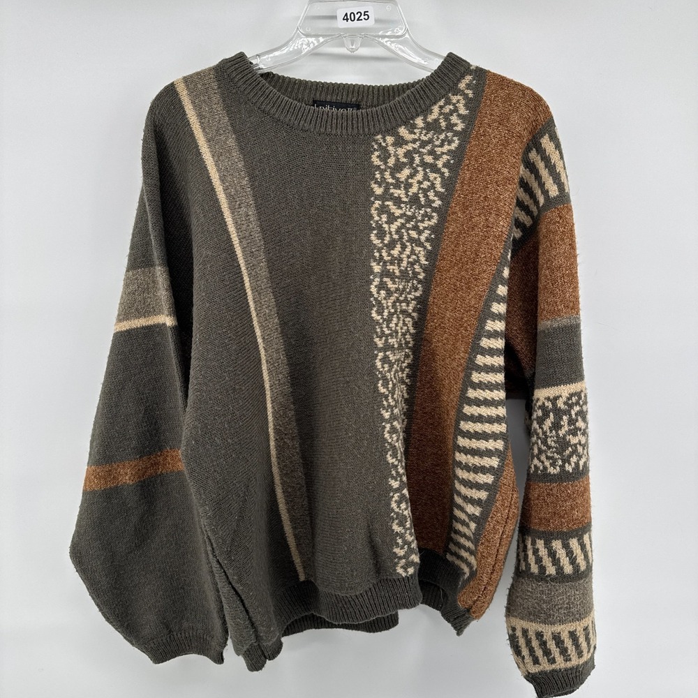 VTG Cosby Style Sweater Womens Sz 42 (L) Knitivo II Geometric Grandpa
